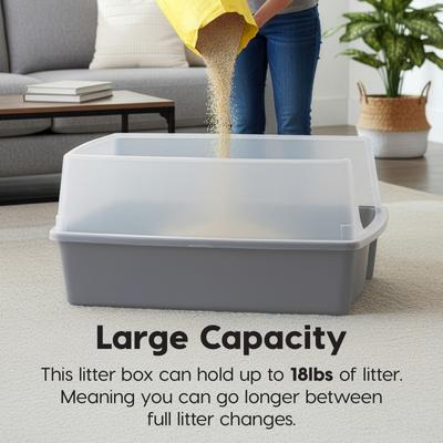 Show full view: IRIS Open Top Cat Litter Box with Scatter Shield, XX-Large, Gray slide 4 of 8