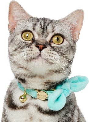 Show full view: Frisco Velvet Removable Bunny Tie Breakaway Cat Collar, Turquoise, 8 to 12-in neck, 3/8-in wide slide 4 of 10