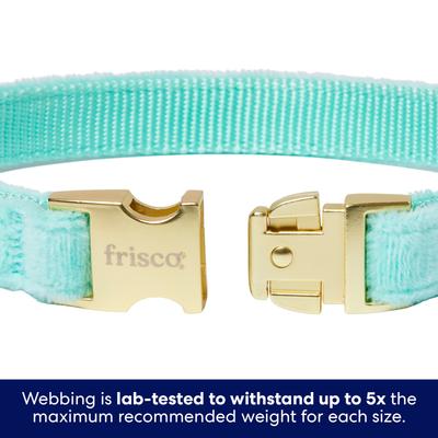 Show full view: Frisco Velvet Removable Bunny Tie Dog Collar, Turquoise, S: 10 to 14-in neck, 5/8-in wide slide 4 of 10