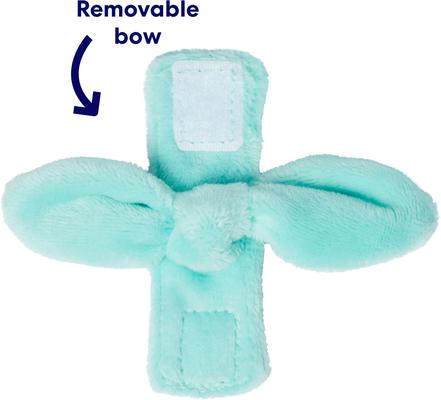 Show full view: Frisco Velvet Removable Bunny Tie Dog Collar, Turquoise, S: 10 to 14-in neck, 5/8-in wide slide 2 of 10