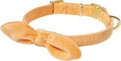 Frisco Velvet Removable Bunny Tie Dog Collar, Peach, M: 14 to 20-in neck, 3/4-in wide