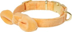 Frisco Velvet Removable Bunny Tie Dog Collar, Peach, XS: 8 to 12-in neck, 5/8-in wide