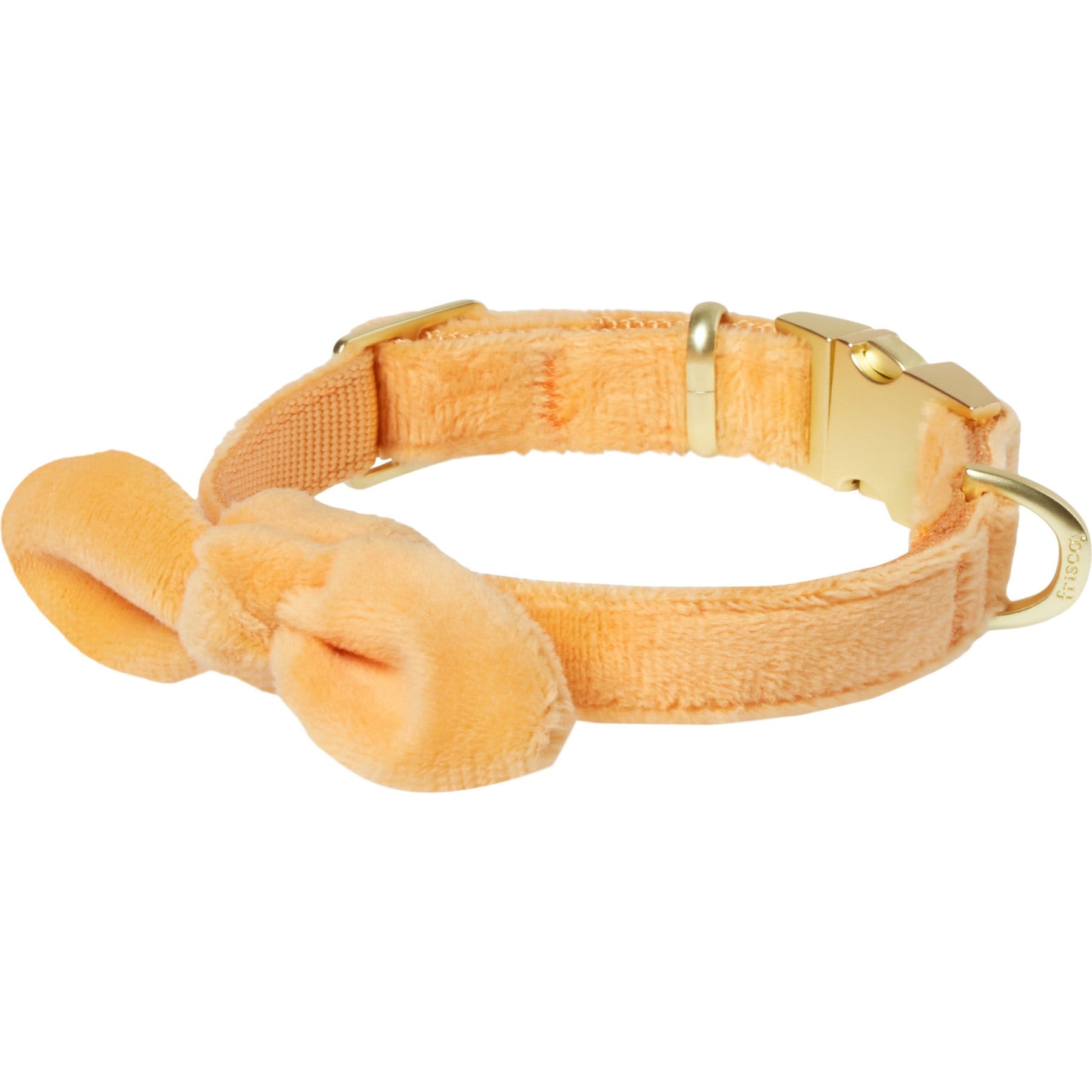 Frisco Velvet Removable Bunny Tie Dog Collar, Peach, XS: 8 to 12-in neck, 5/8-in wide