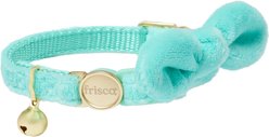 Frisco Velvet Removable Bunny Tie Breakaway Cat Collar, Turquoise, 8 to 12-in neck, 3/8-in wide