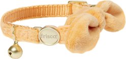 Frisco Velvet Removable Bunny Tie Breakaway Cat Collar, Peach, 8 to 12-in neck, 3/8-in wide