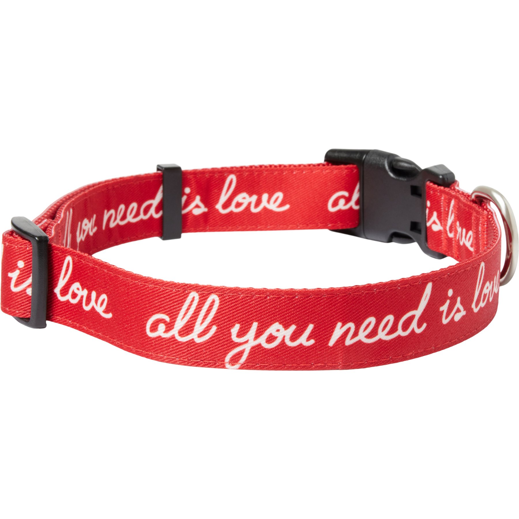 Frisco Valentine's All You Need Is Love Dog Collar, L/XL: 18 to 26-in neck, 1-in wide