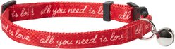 Frisco Valentine's All You Need Is Love Collar Cat Collar with Bell, 8 to 12-in neck, 3/8-in wide
