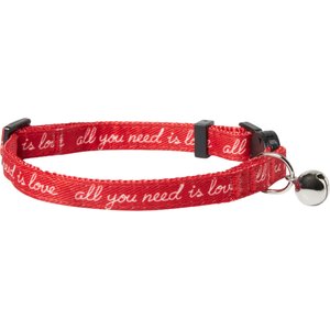 Frisco Valentine's All You Need Is Love Collar Cat Collar with Bell, 8 to 12-in neck, 3/8-in wide