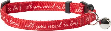 Frisco Valentine's All You Need Is Love Collar Cat Collar with Bell, 8 to 12-in neck, 3/8-in wide
