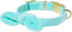 Frisco Velvet Removable Bunny Tie Dog Collar, Turquoise, XS: 8 to 12-in neck, 5/8-in wide