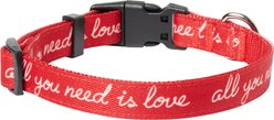 Frisco Valentine's All You Need Is Love Dog Collar, S: 10 to 14-in neck, 5/8-in wide