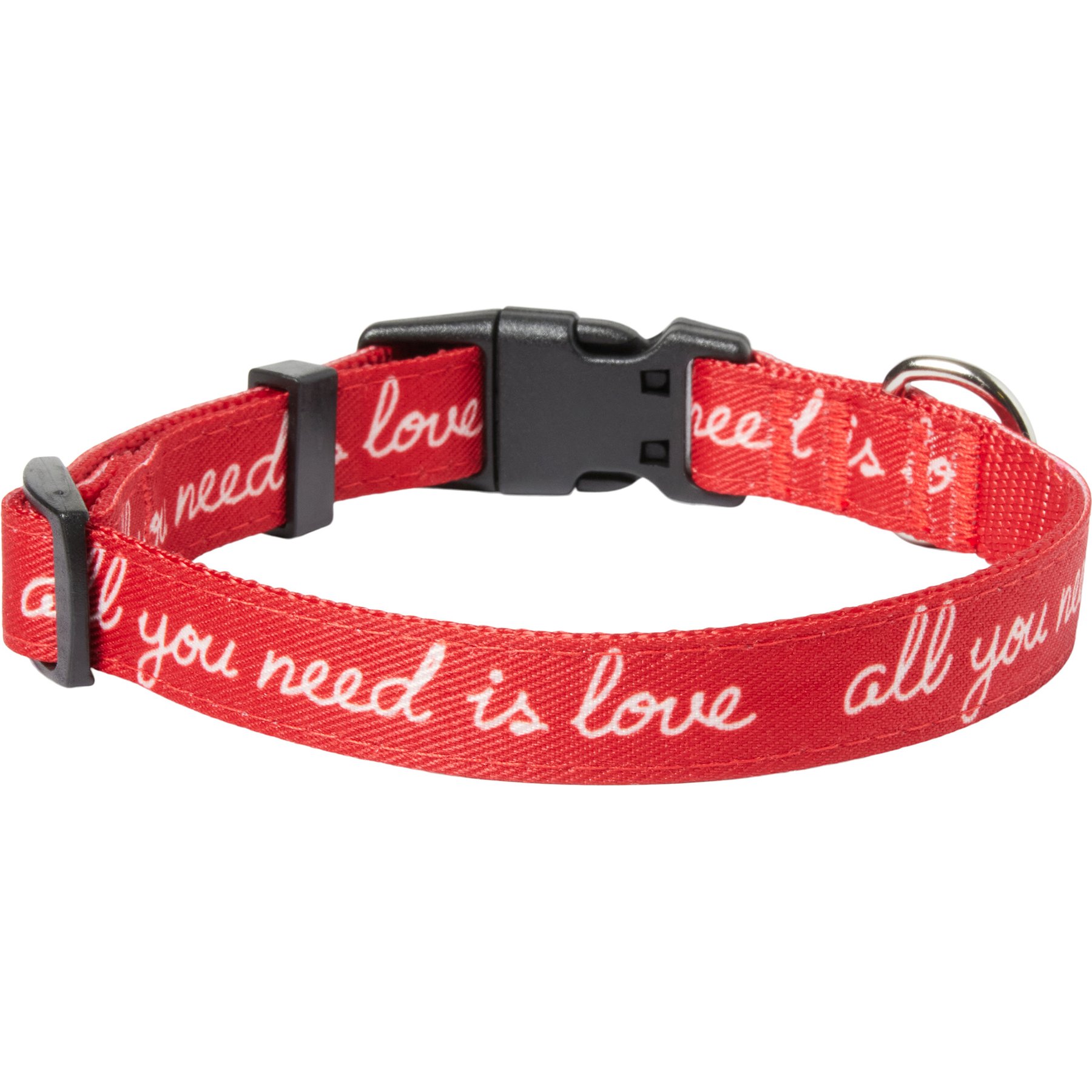 Frisco Valentine's All You Need Is Love Dog Collar, S: 10 to 14-in neck, 5/8-in wide