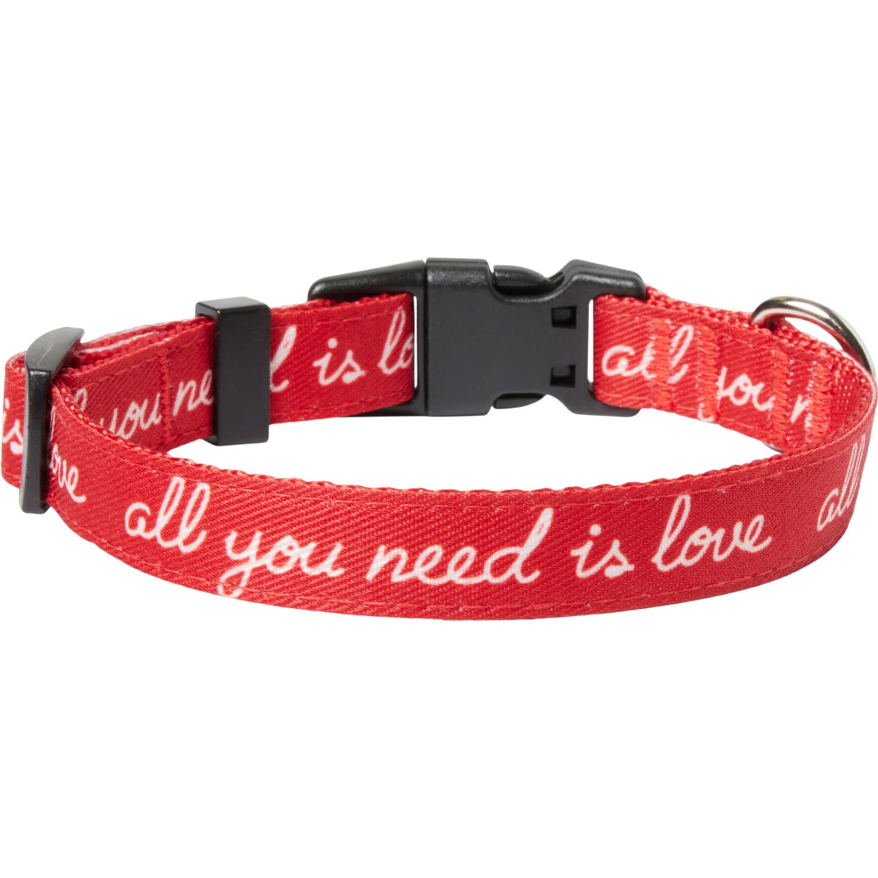 Frisco Valentine's All You Need Is Love Dog Collar, XS: 8 to 12-in neck, 5/8-in wide
