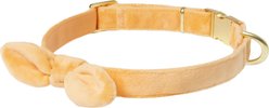 Frisco Velvet Removable Bunny Tie Dog Collar, Peach, L/XL: 18 to 26-in neck, 1-in wide