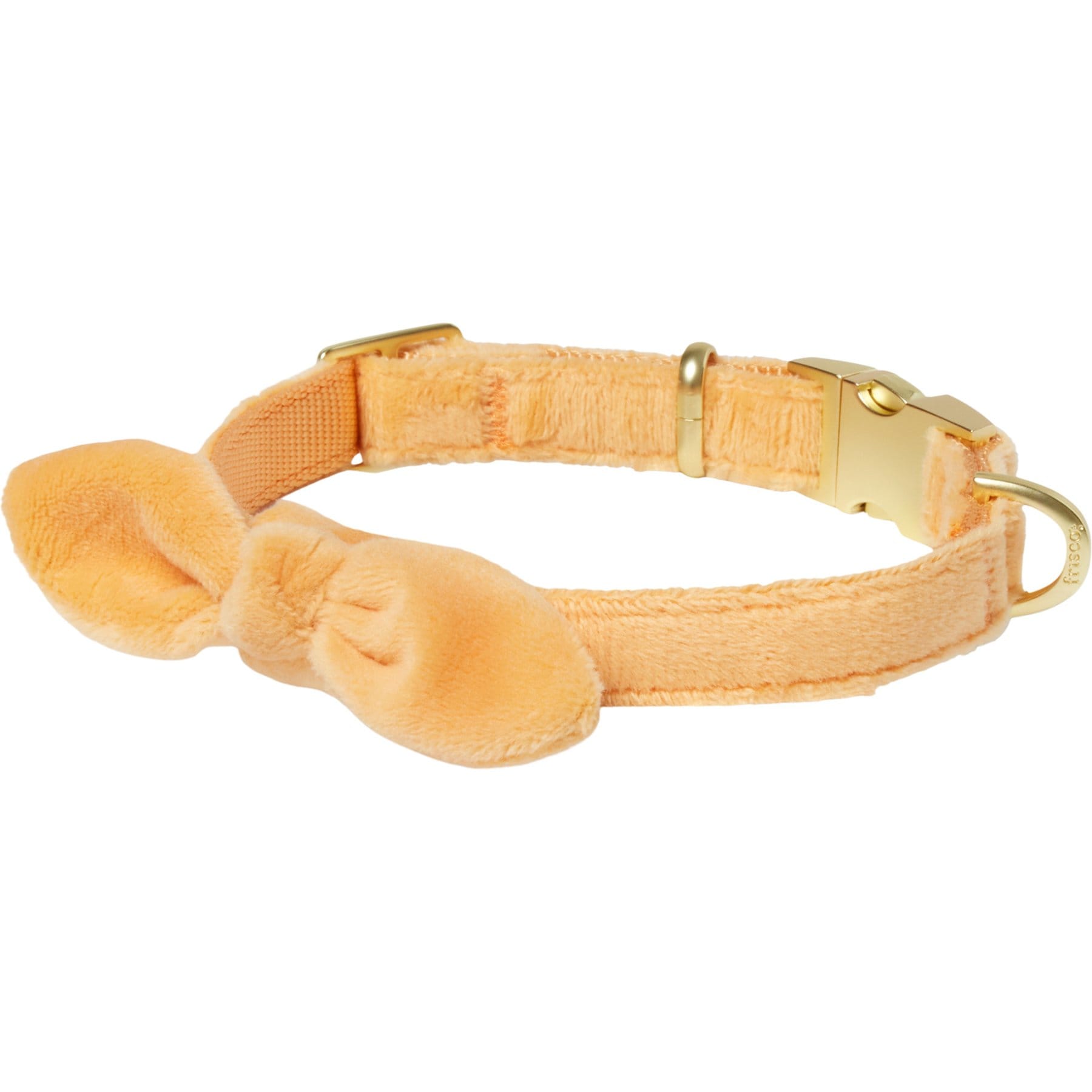 Frisco Velvet Removable Bunny Tie Dog Collar, Peach, S: 10 to 14-in neck, 5/8-in wide