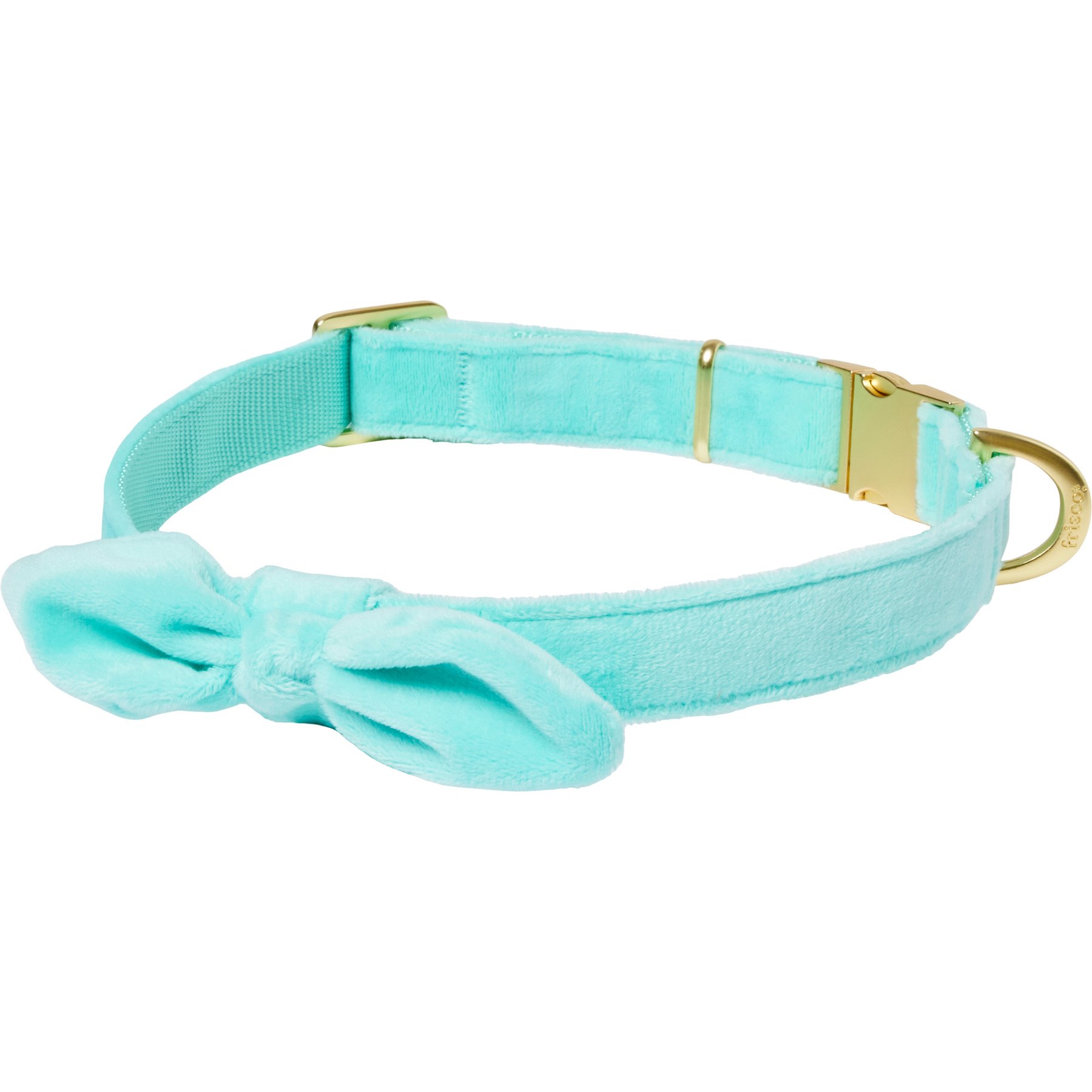 Frisco Velvet Removable Bunny Tie Dog Collar, Turquoise, L/XL: 18 to 26-in neck, 1-in wide