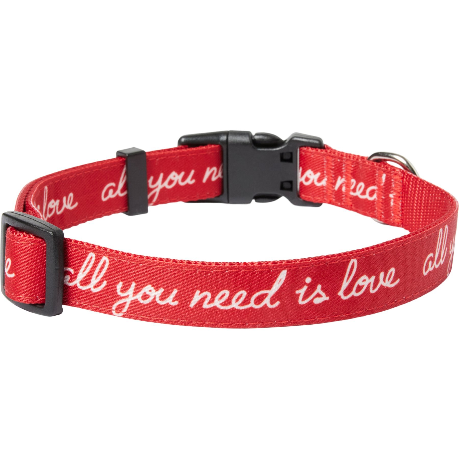 Frisco Valentine's All You Need Is Love Dog Collar, M: 14 to 20-in neck, 3/4-in wide