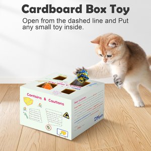 Migipaws 3-in-1 Rechargeable Migibox Plus Hide & Seek Automatic Motion Interactive Electronic Feather Cat Toy, White