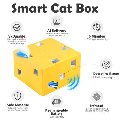 Show full view: Migipaws Migibox Plus Automatic Electronic Motion Cat Toy, Yellow slide 2 of 8