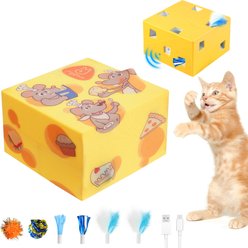 Migipaws Migibox Plus Automatic Electronic Motion Cat Toy, Yellow