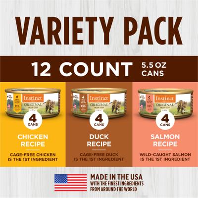 Show full view: Instinct Original Variety Pack Grain-Free Pate Wet Cat Food, 5.5-oz can, case of 12 slide 4 of 12