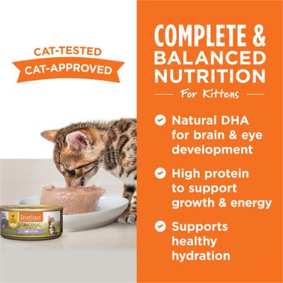 Show full view: Instinct Original Real Chicken Recipe Grain-Free Pate Kitten Wet Cat Food, 5.5-oz can, case of 12 slide 5 of 11