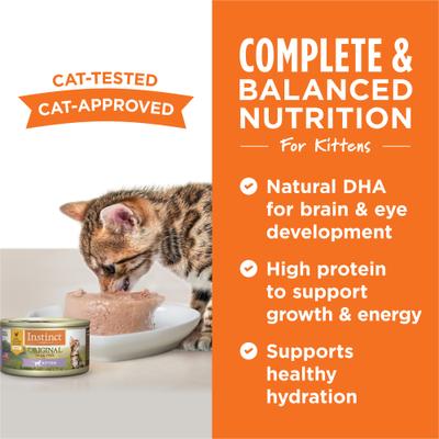 Show full view: Instinct Original Real Chicken Recipe Grain-Free Pate Kitten Wet Cat Food, 3-oz can, case of 24 slide 5 of 11