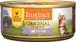 Instinct Original Real Chicken Recipe Grain-Free Pate Kitten Wet Cat Food, 5.5-oz can, case of 12