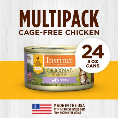 Show full view: Instinct Original Real Chicken Recipe Grain-Free Pate Kitten Wet Cat Food, 3-oz can, case of 24 slide 6 of 11