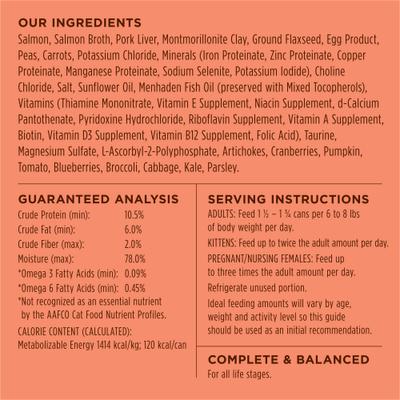 Show full view: Instinct Original Real Salmon Recipe Grain-Free Pate Wet Cat Food, 3-oz can, case of 24 slide 8 of 11