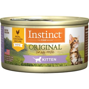 Instinct Original Real Chicken Recipe Grain-Free Pate Kitten Wet Cat Food, 3-oz can, case of 24
