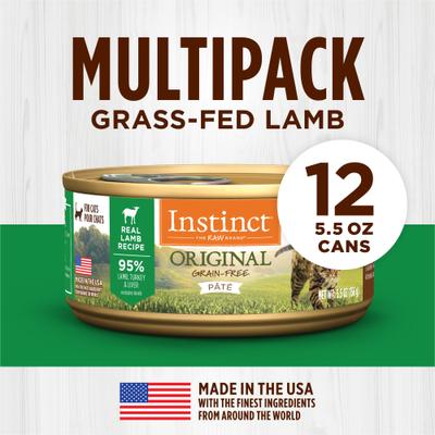 Show full view: Instinct Original Real Lamb Recipe Grain-Free Pate Wet Cat Food, 5.5-oz can, case of 12 slide 6 of 11