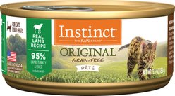 Instinct Original Real Lamb Recipe Grain-Free Pate Wet Cat Food, 5.5-oz can, case of 12