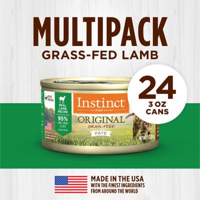 Show full view: Instinct Original Real Lamb Recipe Grain-Free Pate Wet Cat Food, 3-oz can, case of 24 slide 6 of 11