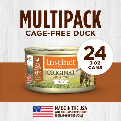 Show full view: Instinct Original Real Duck Recipe Grain-Free Pate Wet Cat Food, 3-oz can, case of 24 slide 6 of 11