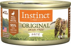 Instinct Original Real Duck Recipe Grain-Free Pate Wet Cat Food, 3-oz can, case of 24
