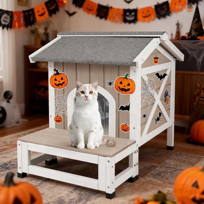 Show full view: Petscosset Outdoor Cat House with Raised Base, Gray slide 7 of 7