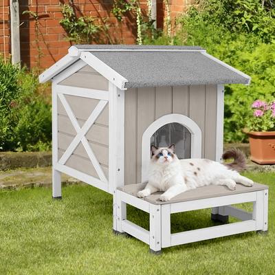 Show full view: Petscosset Outdoor Cat House with Raised Base, Gray slide 6 of 7