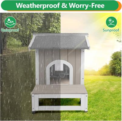 Show full view: Petscosset Outdoor Cat House with Raised Base, Gray slide 5 of 7