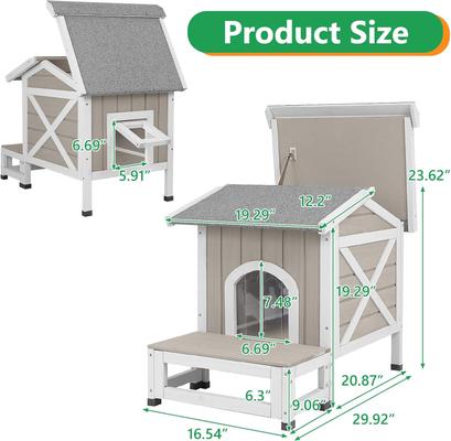 Show full view: Petscosset Outdoor Cat House with Raised Base, Gray slide 2 of 7