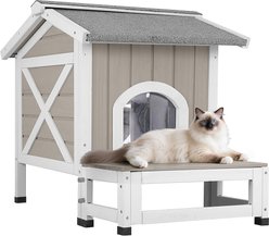 Petscosset Outdoor Cat House with Raised Base, Gray