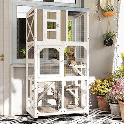 Petscosset Wooden Catio Outdoor Cat Enclosure with Wheels, Gray, 64-in slide 2 of 7