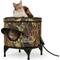 Show in main carousel: Clawsable Elevated Barrel Polyester Cat House with Heating Pad, Leaf Patter, Medium slide 1 of 9