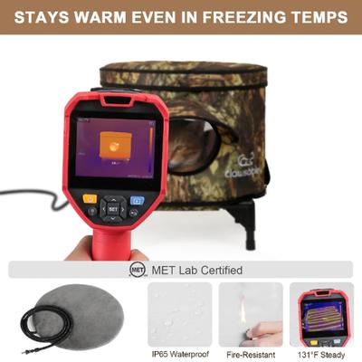 Show full view: Clawsable Elevated Barrel Polyester Cat House with Heating Pad, Leaf Patter, Medium slide 3 of 9