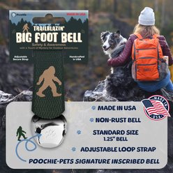 Poochie-Pets TrailBlazin' Dog Collar Bear Bell, Big Foot Green, Large slide 2 of 5