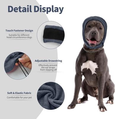 Show full view: NANAKI Calming Hoodie Ear Wraps for Dogs, Dark Grey, Medium slide 6 of 8