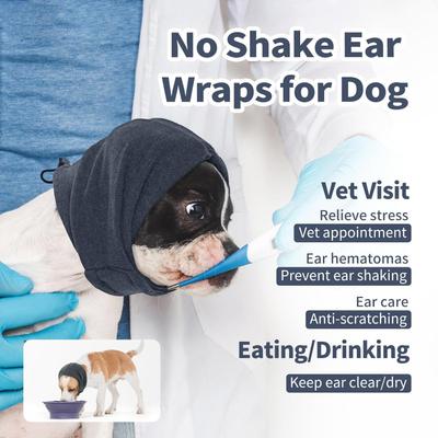 Show full view: NANAKI Calming Hoodie Ear Wraps for Dogs, Dark Grey, Medium slide 5 of 8