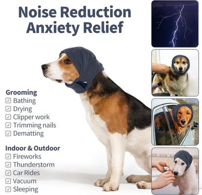 Show full view: NANAKI Calming Hoodie Ear Wraps for Dogs, Dark Grey, Medium slide 4 of 8