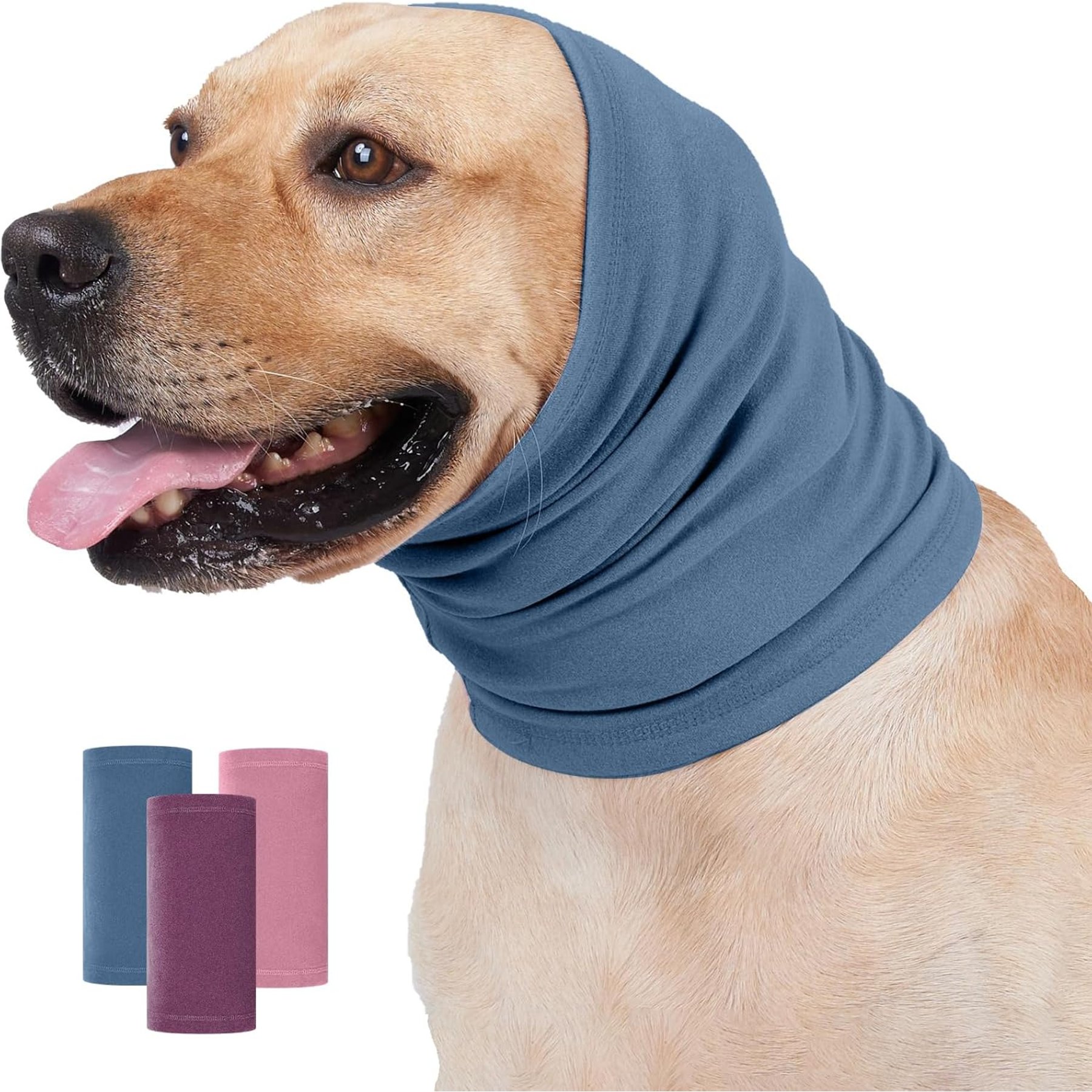 NANAKI Calming Hoodie Ear Wraps for Dogs, Light Blue, Large