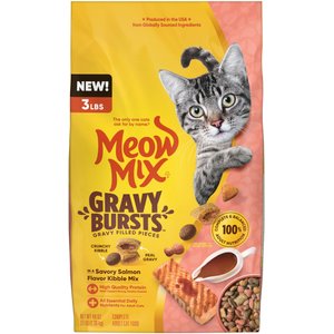 Meow Mix Gravy Burst Salmon Dry Cat Food, 3-lb bag